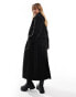 Brave Soul boucle belted maxi coat in black Черный, 40 - фото #4