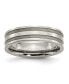 Titanium Brushed and Polished Grooved Wedding Band Ring