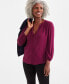 ფოტო #2 პროდუქტის Women's Split Neck Popover Blouse, Created for Macy's