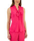 Women's Sleeveless Tie-Neck Top, Regular and Petite Sizes