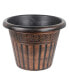 Outdoor Dragon Banded Plastic Planter Bronze 13 Inches
