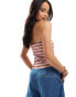 Pieces ribbed bandeau top in stripe