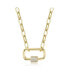 ფოტო #1 პროდუქტის Kids/Young Teens 14K Gold Plated Cubic Zirconia Chain Rectangle Pendant Necklace