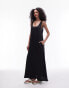 Фото #1 товара Topshop crinkle low scoop maxi dress in black