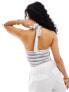 Фото #3 товара Hollister crochet striped halter neck in blue and white