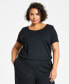 Trendy Plus Size Textured Short-Sleeve Top, Created for Macy's