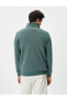 Yarım Fermuarlı Sweatshirt Basic Dik Yaka Ribanalı Uzun Kollu