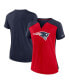 ფოტო #1 პროდუქტის Women's Red, Navy New England Patriots Impact Exceed Performance Notch Neck T-shirt