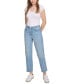 Фото #5 товара Women's Raw-Hem Straight-Leg Denim Jeans