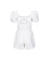 Women's Organic Cotton Puff Sleeve Eyelet Romper