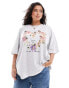 Фото #1 товара ASOS DESIGN Curve oversized t-shirt with floral heart graphic in white