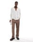 ASOS DESIGN relaxed low collared shirt with applique flowers in cream Белый, L - Chest 42 - фото #4