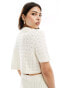 Фото #4 товара ASOS DESIGN knitted polo top with stitch detail in cream