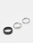 ASOS DESIGN 3 pack stainless steel band ring set with greek wave design in multi