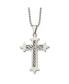 Brushed Braided Sterling Silver Inlay Cross Pendant Ball Chain Necklace