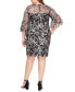 Фото #2 товара Plus Size Sequin Lace Illusion Sheath Dress