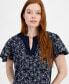 Women's Embroidered Cotton Flutter-Sleeve Top