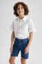 Erkek Çocuk Keten Görünümlü Kısa Kollu Gömlek Z3204a623sm