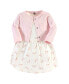 ფოტო #1 პროდუქტის Baby Girls Cotton Dress and Cardigan 2pc Set, Gold Unicorn