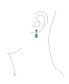 Simulated Blue Topaz Pave CZ Halo Teardrop Pear Shape Dangle Drop Statement Earrings For Women Prom Rhodium Plated Brass