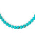 Blue Compressed Turquoise Round Gem Stone 10MM Bead Strand Necklace Western Jewelry For Women Silver Plated Clasp 18 Inch