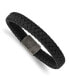 Фото #1 товара Stainless Steel Antiqued Black Braided Leather Bracelet