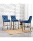 Фото #2 товара 29" Linen Tufted Buttons Upholstered Wingback Bar Stool (Set of 3)