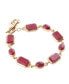 ფოტო #2 პროდუქტის Delicately Genuine Red Onyx Rectangle and Circle Link Bracelet