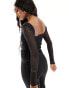 Фото #4 товара Abercrombie & Fitch long mesh sleeve top with square neckline in black