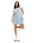 Miss Selfridge Petite pocket detail denim swing pinny dress in light blue acid wash Grellblau verwaschen, 40 - фото #1