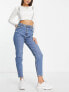 Bershka comfort fit mom jean in mid blue