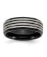 ფოტო #1 პროდუქტის Stainless Steel Brushed Black IP-plated Striped 8mm Band Ring