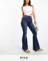 River Island Petite high rise flare jean in medium denim