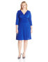 NY Collection Women's Ruched A Line Dress Blue Plus 3X