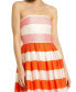 Women's Striped Organza Strapless Ruffle Maxi Dress