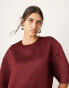 Фото #6 товара ASOS EDITION satin structured boxy t-shirt mini dress with pockets in burgundy