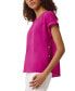 Фото #3 товара Petite Short-Sleeve Side-Button Top