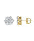 ფოტო #3 პროდუქტის Round Cut Natural Certified Diamond (1.6 cttw) 14k Yellow Gold Earrings Opulent Cluster Design