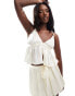 Kaiia satin cami babydoll top co-ord in cream