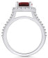 ფოტო #3 პროდუქტის Garnet (3-1/10 ct. t.w.) and Diamond (3/4 ct. t.w.) Halo Ring in 14K White Gold