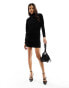 River Island cowl neck ruched mini dress in black Черный, 36 - фото #2