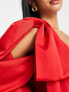 Фото #3 товара Forever New Petite drape bow shoulder mini dress in red