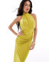 Фото #2 товара Flounce London high neck maxi dress in lime