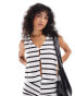 ASOS DESIGN textured waistcoat co-ord in black and white stripe