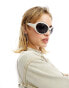 Фото #3 товара COLLUSION bug eye oversized sunglasses in ecru