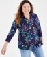 Plus Size Lola Floral-Print Johnny-Collar Tunic, Created for Macy's