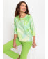 ფოტო #1 პროდუქტის Women's 3/4 Sleeve Jewel Neck Allover Print Jersey Top