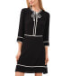 Women's Contrast Trim Bow Neck A-Line Dress