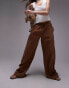 Фото #3 товара Topshop pull on wide leg trouser in rust