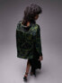 Фото #3 товара Topshop long sleeve oversized satin abstract animal print shirt in green